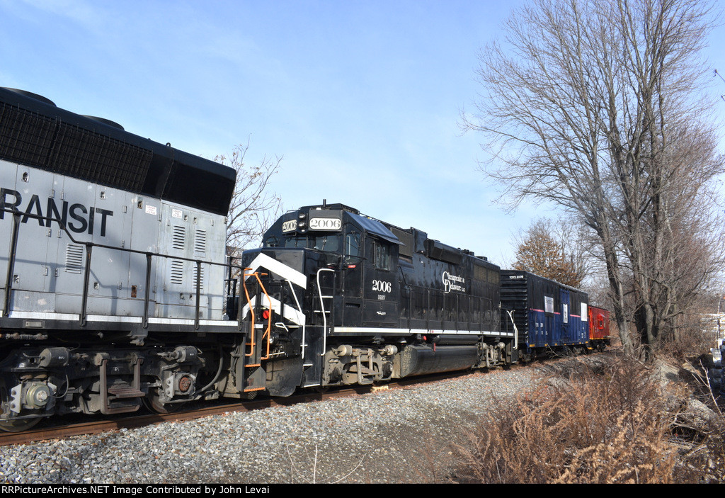 Chesapeake & Delaware GP38-2 # 2006 as the nonpowered locomotive on the TFT train